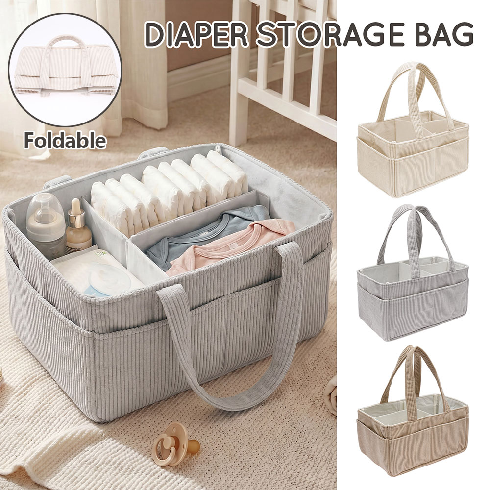 Baby Food Organizer - Tragbarer Baby-Windel-Organizer aus Weichem Cord, Faltbarer
