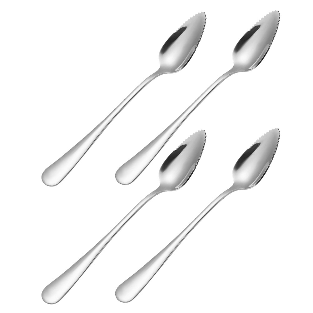 Baby Food Apple - 4 Stück Baby-Fütterlöffel aus Edelstahl, gezahnter