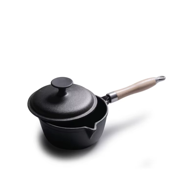 Baby Food With Iron - 15cm Gusseisen-Milchtopf mit Holzgriff Baby-Nahrungsergänzungstopf Suppentopf