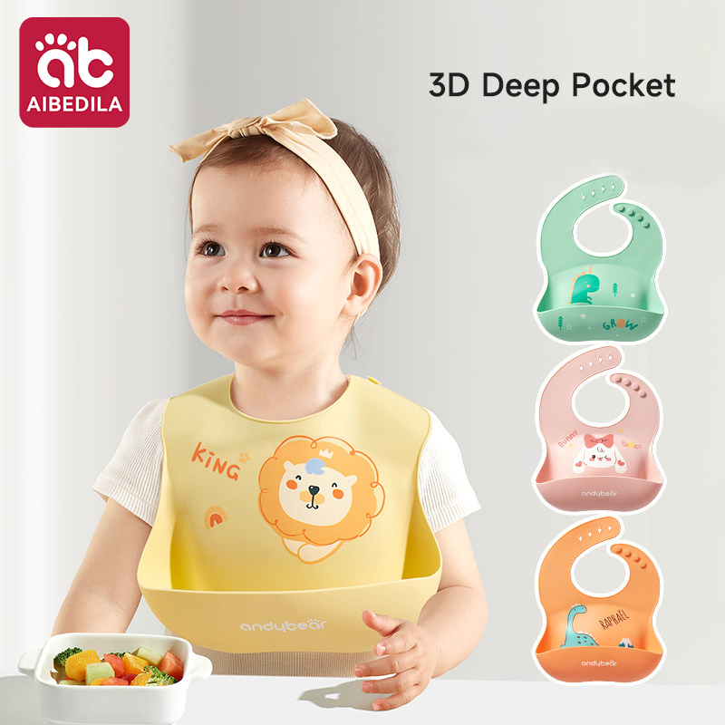 Baby Food Year Old - AIBEDILA Baby-Silikon-Lätzchen, wasserdichte Fütterungsschürze, verstellbares, weiches