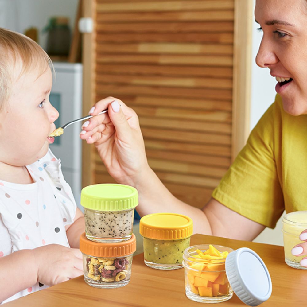 Baby Food Containers Glass - 6 Stück Mehrzweck-Glasbehälter für Babynahrung, wiederverwendbar