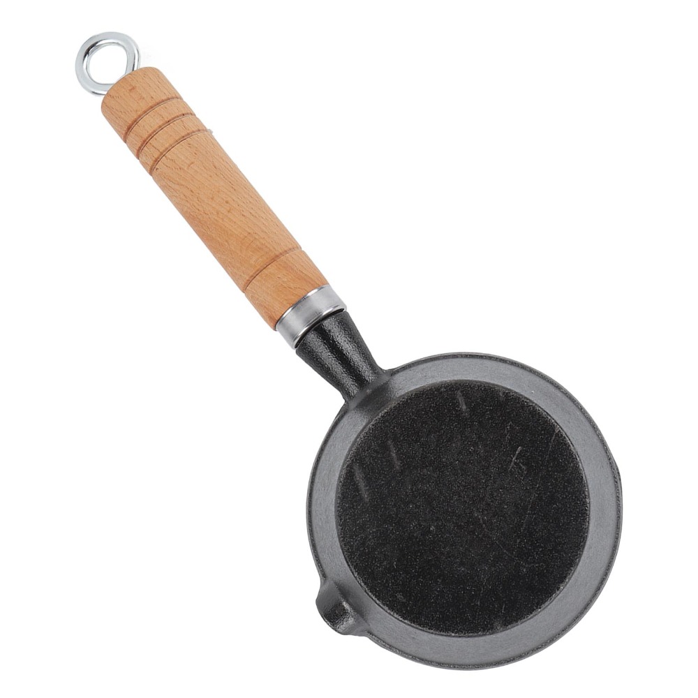 Baby Food With Iron - Mini-Eierpfanne aus Gusseisen, Voreingebrannt, mit Holzgriff,