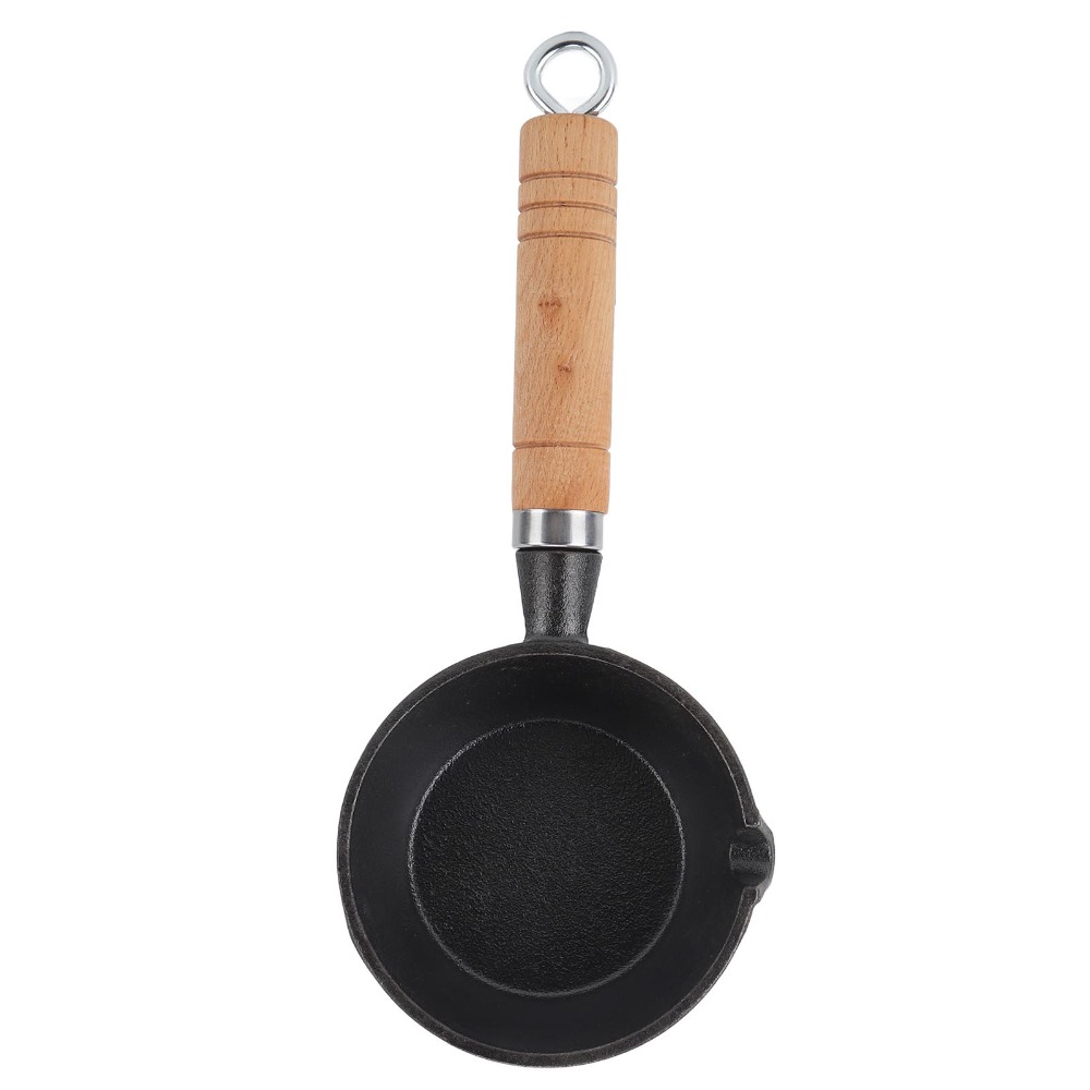Baby Food With Iron - Mini-Eierpfanne aus Gusseisen, antihaftbeschichtet, mit Holzgriff,