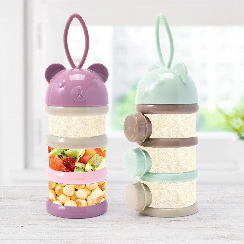Baby Food Organizer - 3/4-lagiger Behälter für Bären-Babymilchpulver, tragbar, unabhängige