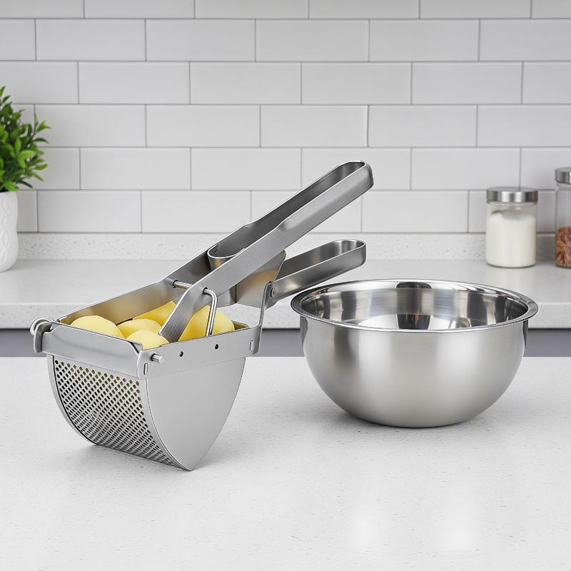 Baby Food With Iron - Kartoffelstampfer aus Edelstahl, Multifunktionaler Manueller Entsafter